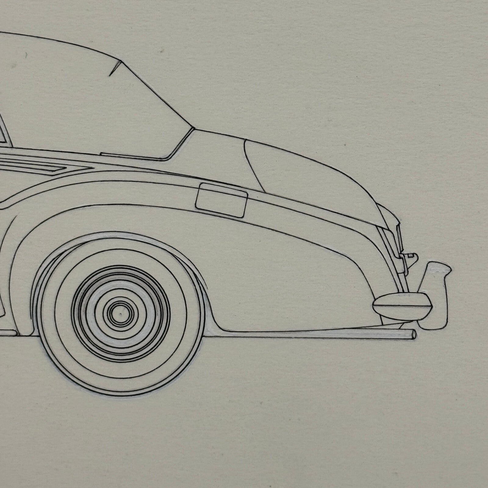 Rolls Royce Silver Cloud Convertible Car Illustration Art Drawing Hand Drawn