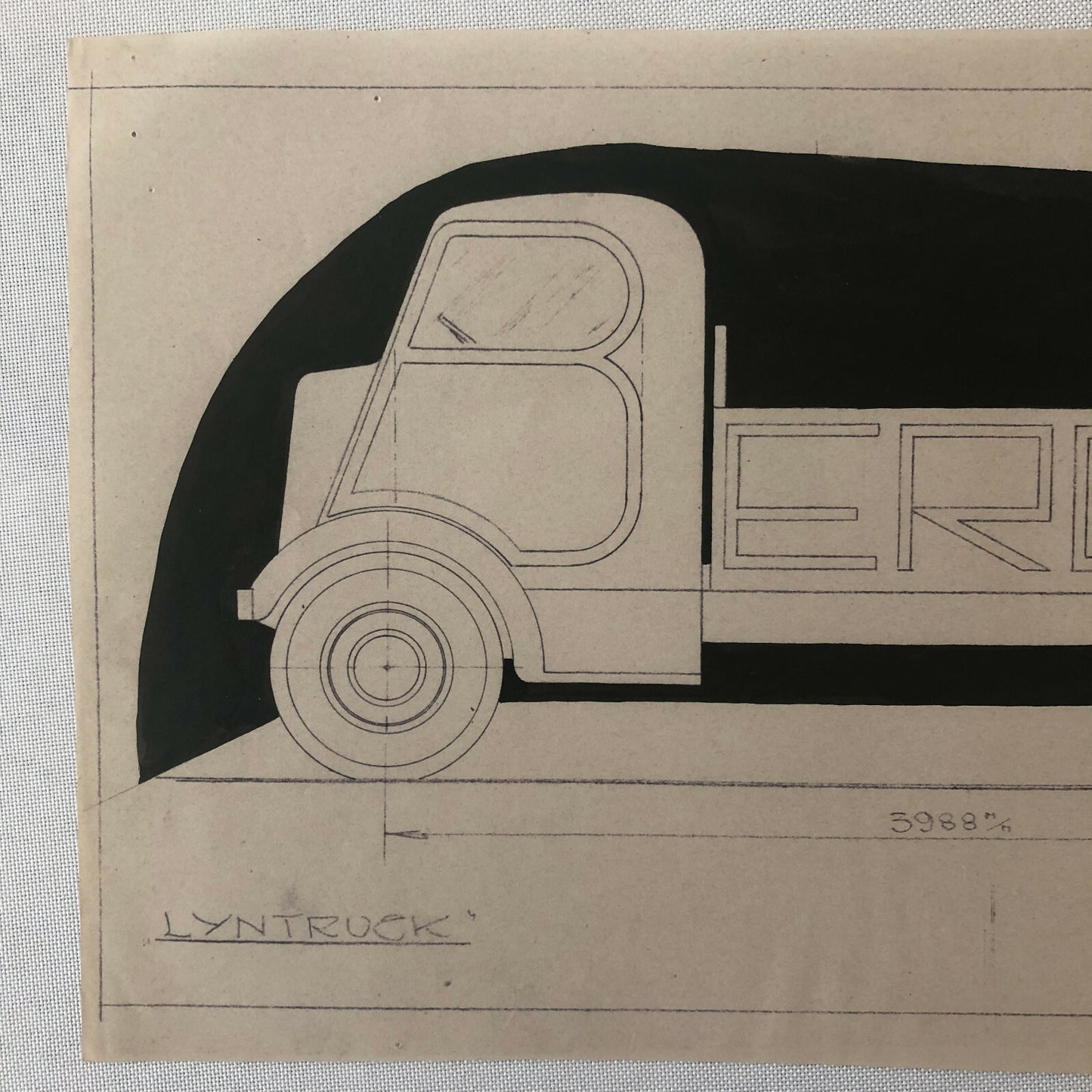 1935 Coachbuilder Truck Design Blueprint Rendering Blue Print 