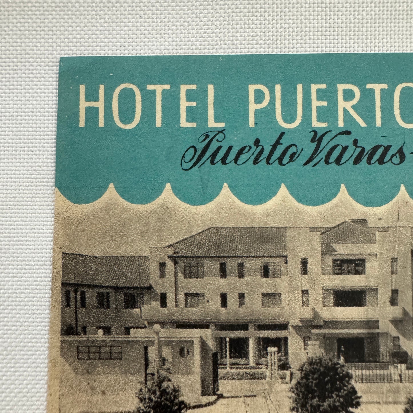 Vintage Travel Luggage Label Hotel Puerto Varas Chile Chilean
