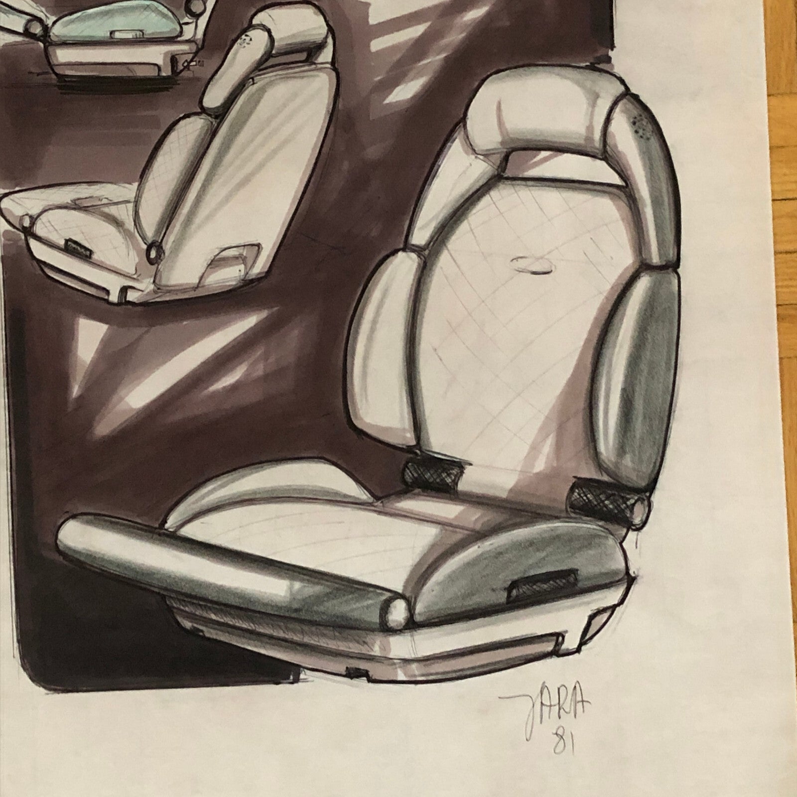 Styling Concept Automobile Illustration Art Drawing Sketch Seat Design 1981 Ford