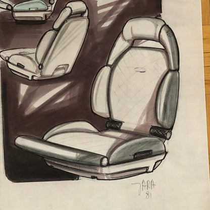Styling Concept Automobile Illustration Art Drawing Sketch Seat Design 1981 Ford
