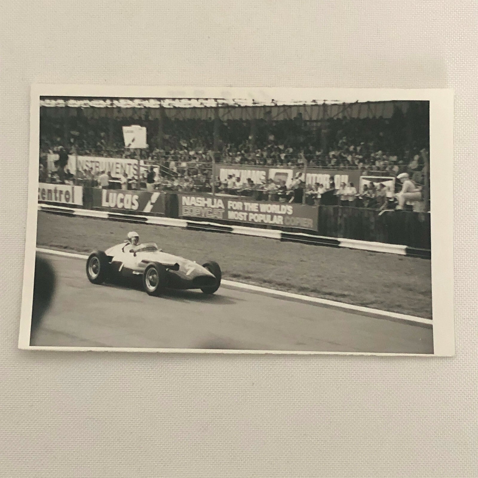 Vintage Racing Photo Photograph Stirling Moss in Maserati 250F at Silverstone  
