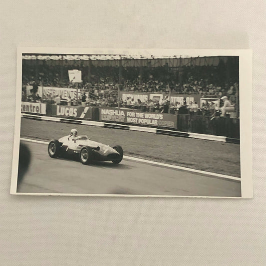 Vintage Racing Photo Photograph Stirling Moss in Maserati 250F at Silverstone  