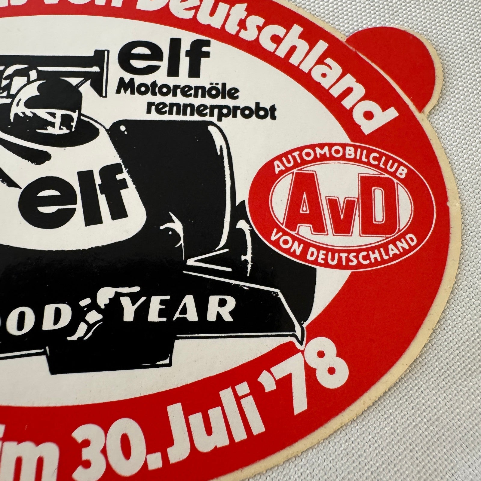 1978 Hockenheim German Grand Prix Racing Decal Sticker AVD