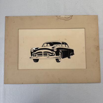 Vintage Concept Car Design Sketch Rendering Illustration Original Art