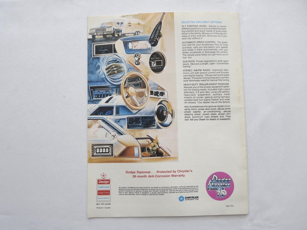 1979 Dodge Diplomat Sales Brochure Catalog Advertising - Station Wagon Salon + 