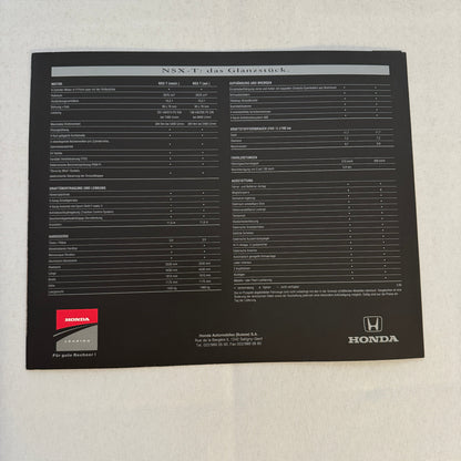 Honda NSX-T Car Sales Brochure Catalog Advertising GERMAN Text Acura NSX T NSXT