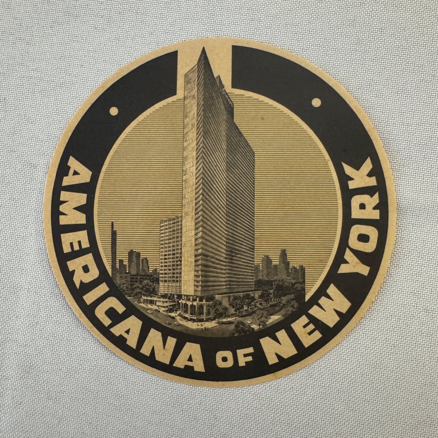 Vintage Hotel Travel Label Hotel Americana New York