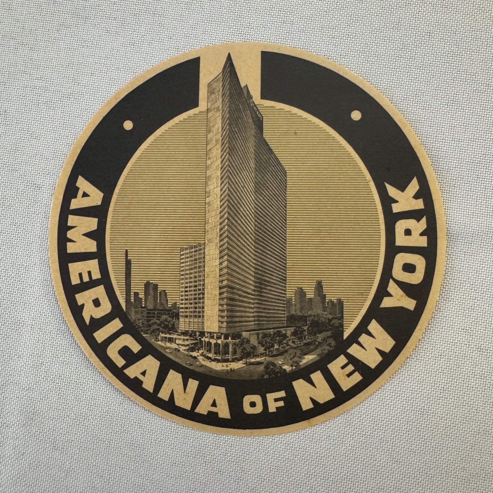 Vintage Hotel Travel Label Hotel Americana New York