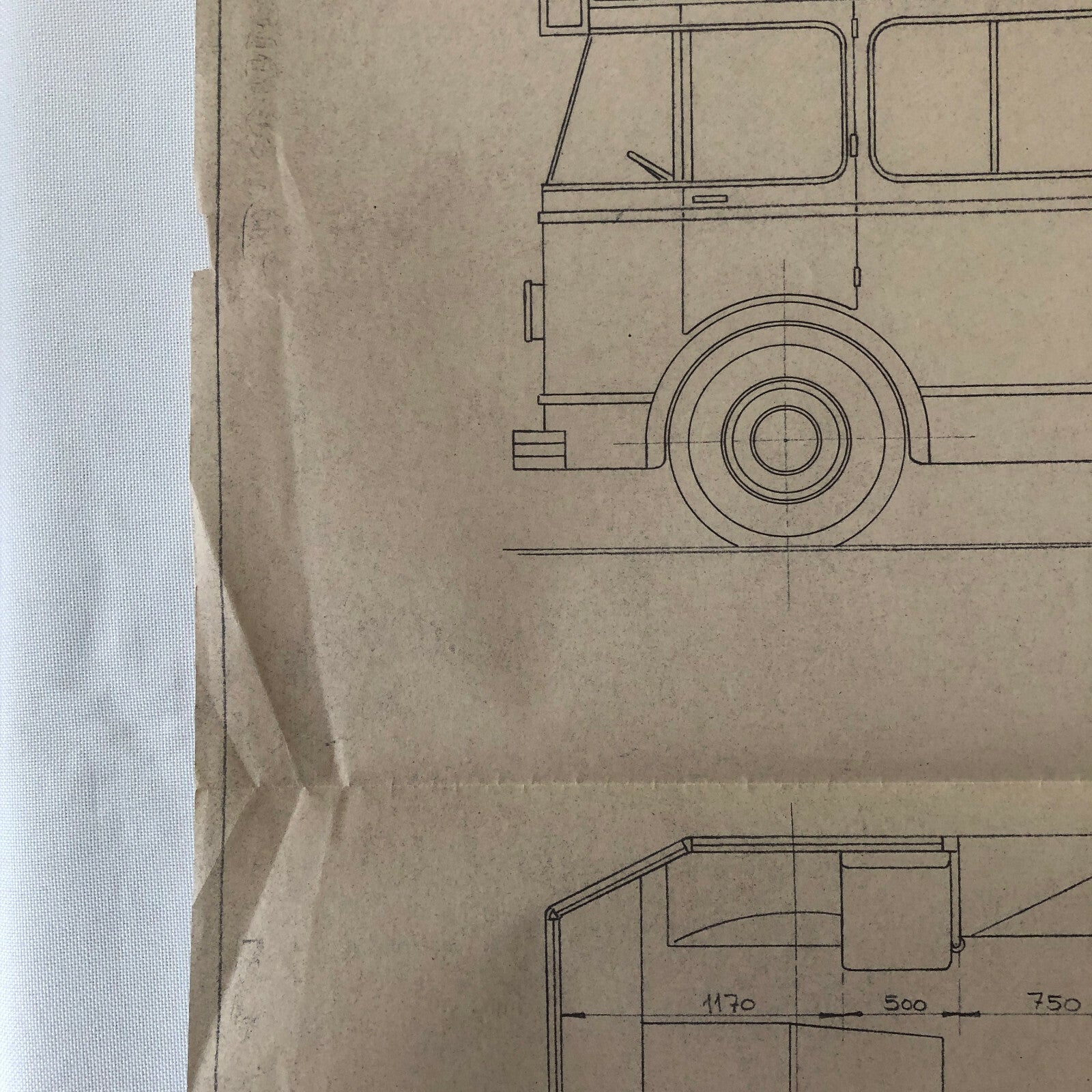 1935 Coachbuilder Bus Design Blueprint Rendering Blue Print Coach Bus Truck