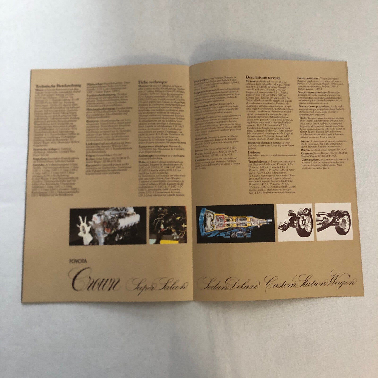 Toyota Crown 2800i Car Sales Brochure Catalog French Italian German European