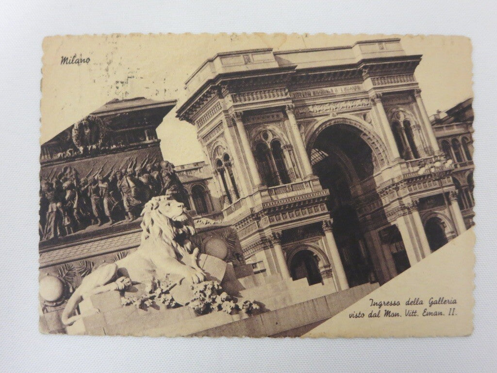 Vintage Italian Souvenir Postcard w/ Lotteria Automobilistica di Tripoli Milan