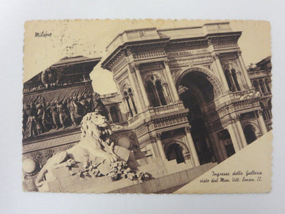 Vintage Italian Souvenir Postcard w/ Lotteria Automobilistica di Tripoli Milan