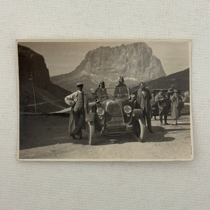 Vintage Photograph Photo Antique People with Early Automobile Car Mountain