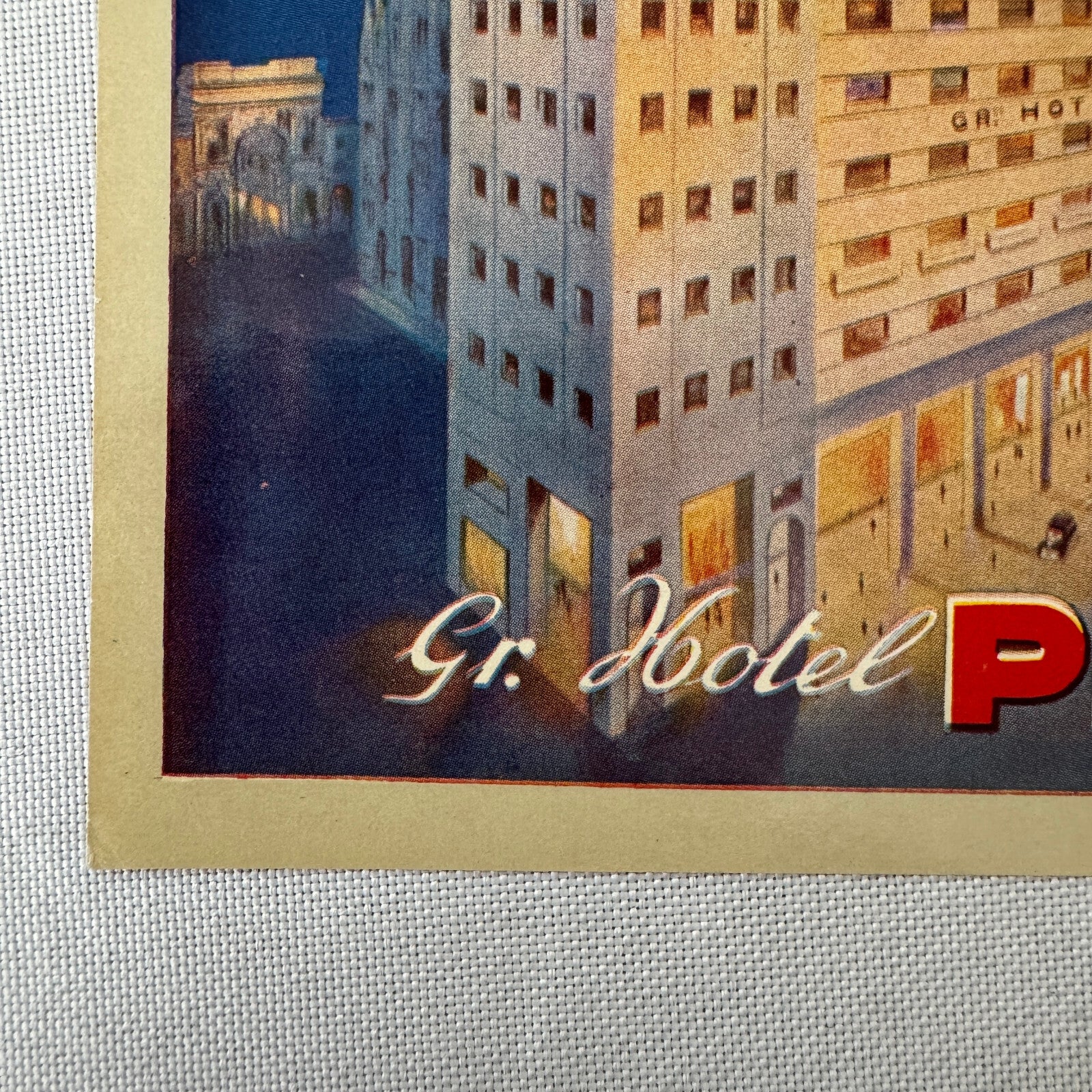 Vintage Hotel Travel Luggage Label Hotel Plaza Milano Milan Italy Italian