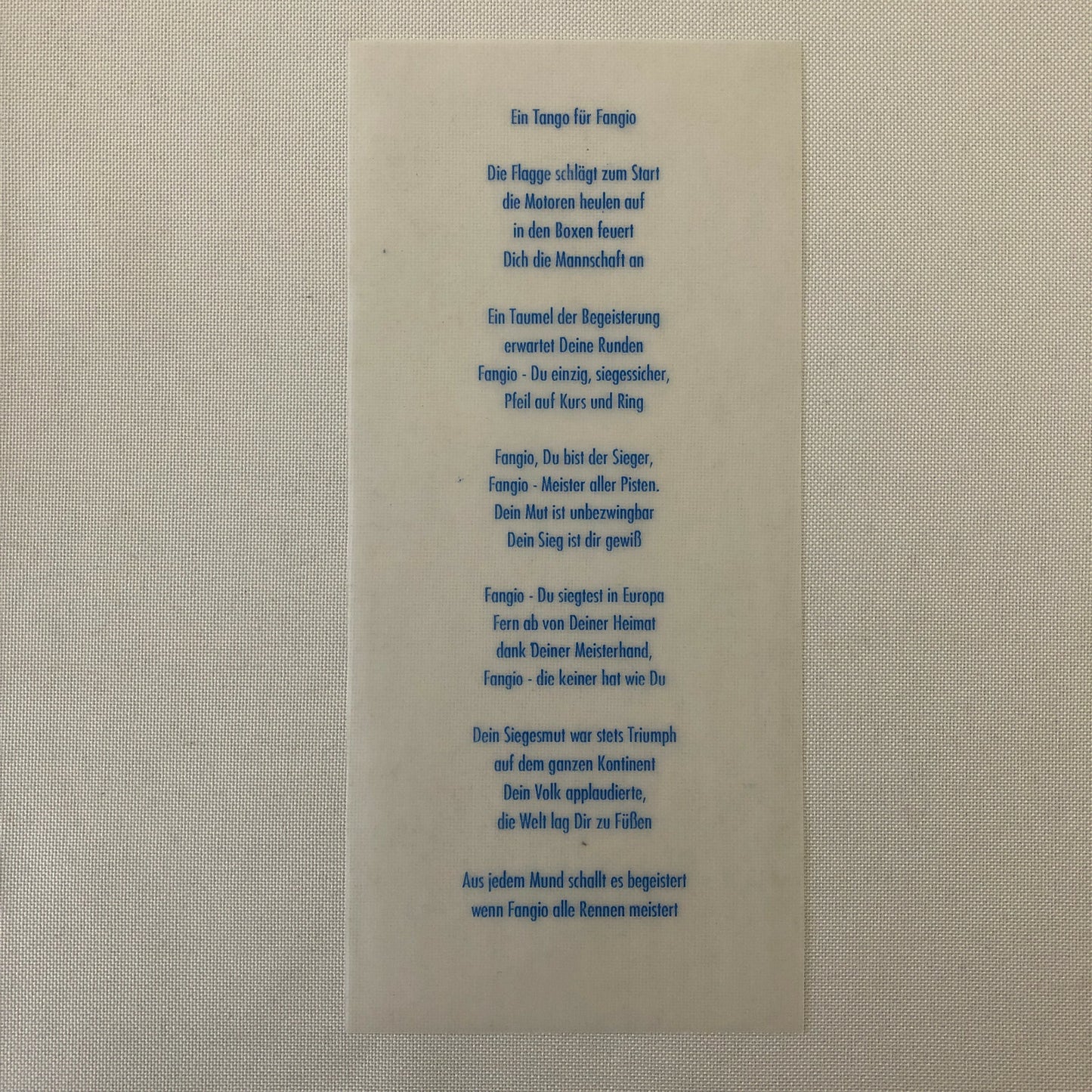 1991 A Tribute to Juan Manual Fangio Mercedes Benz Museum Menu Event Brochure 