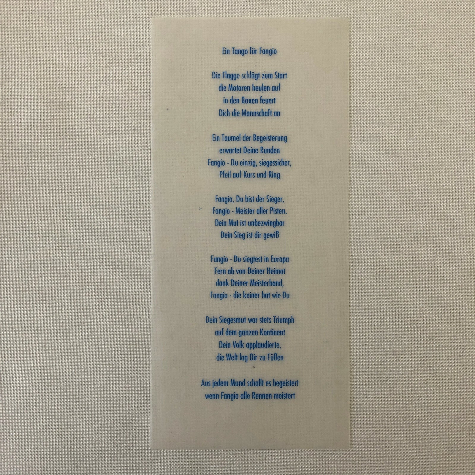 1991 A Tribute to Juan Manual Fangio Mercedes Benz Museum Menu Event Brochure 