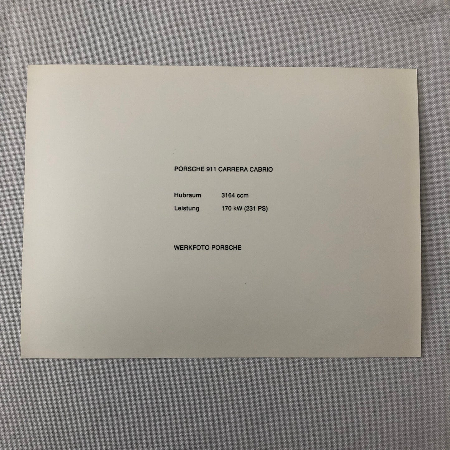 Vintage Porsche 911 Carrera Cabrio Factory Press Photo Photograph Werkfoto