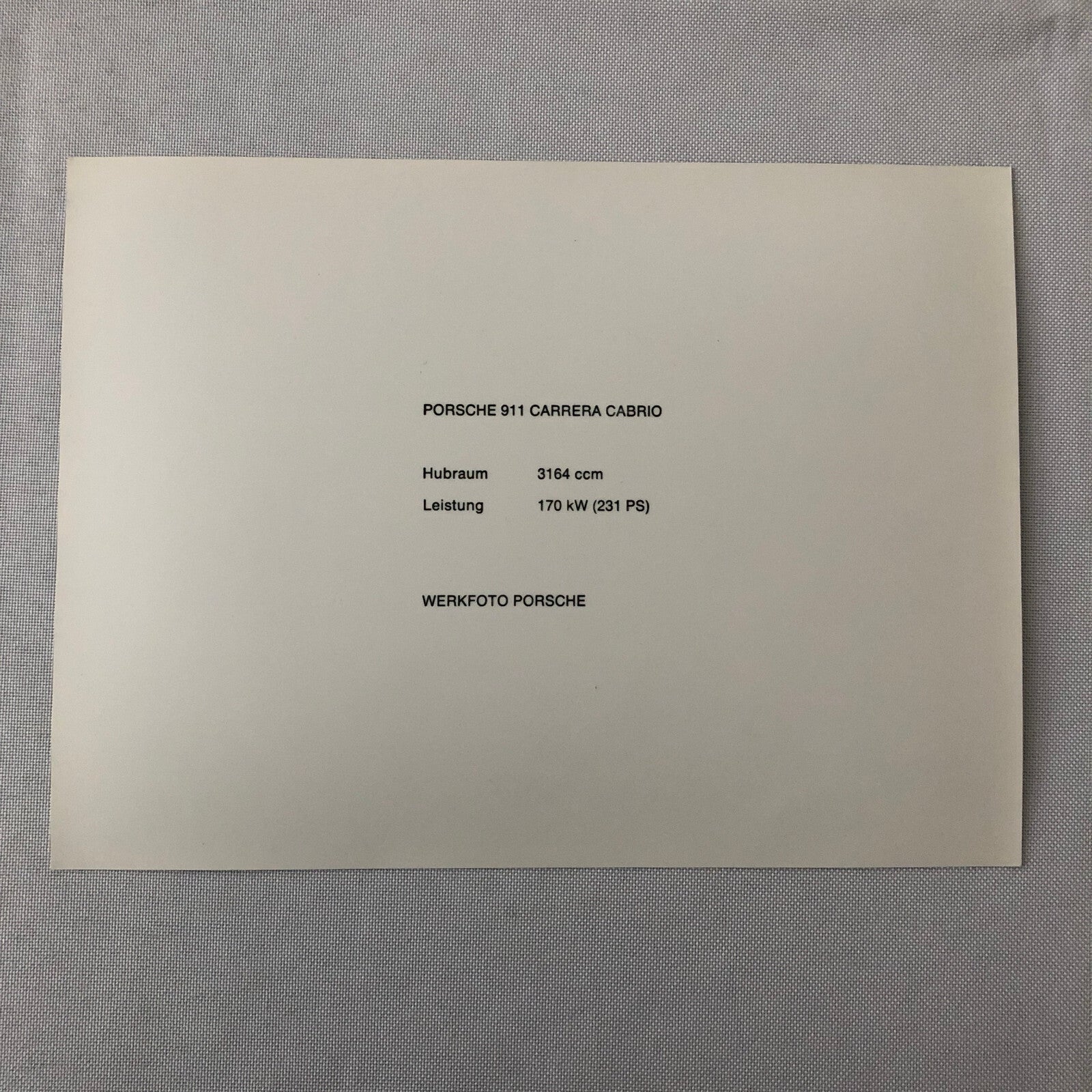 Vintage Porsche 911 Carrera Cabrio Factory Press Photo Photograph Werkfoto