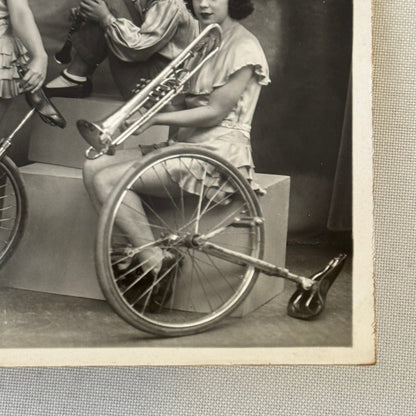 Vintage Circus Act Photo Photograph Musicians Unicycles Herbert Victoria Troupe