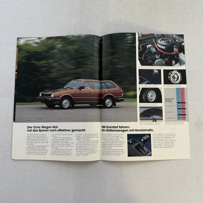 Honda Civic Station Wagon Sales Brochure Catalog Vintage German Text European