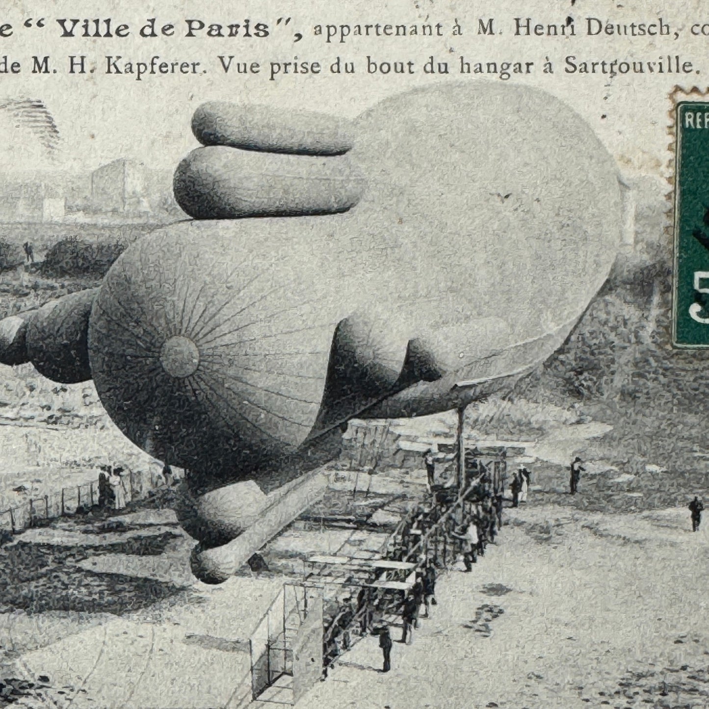 Vintage Zeppelin Airship Dirigible Postcard Post Card French Ville de Paris