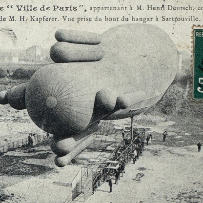 Vintage Zeppelin Airship Dirigible Postcard Post Card French Ville de Paris