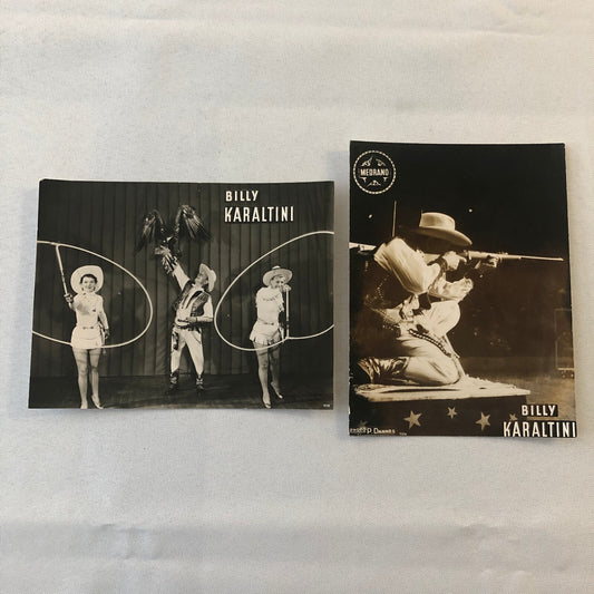 Vintage Circus Photo Billy Karaltini Western Performer Cowboy Bird Photograph 2x
