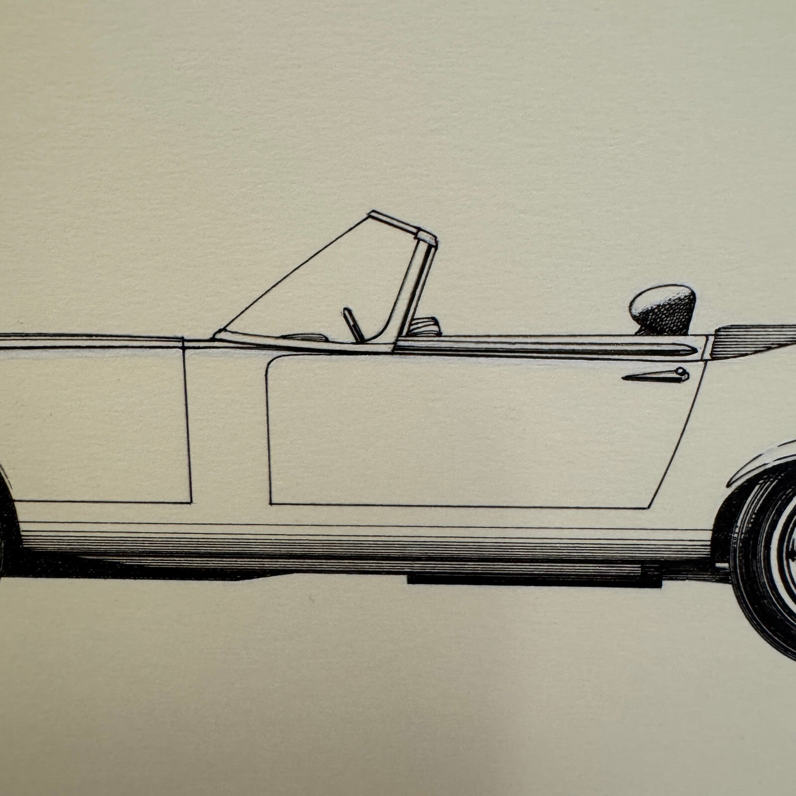 Jaguar E-Type Roadster Automobile Illustration Art Drawing Hand Drawn E Type