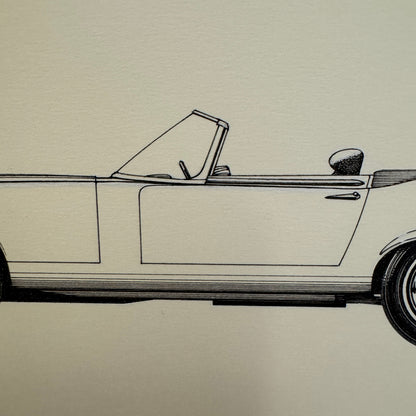 Jaguar E-Type Roadster Automobile Illustration Art Drawing Hand Drawn E Type