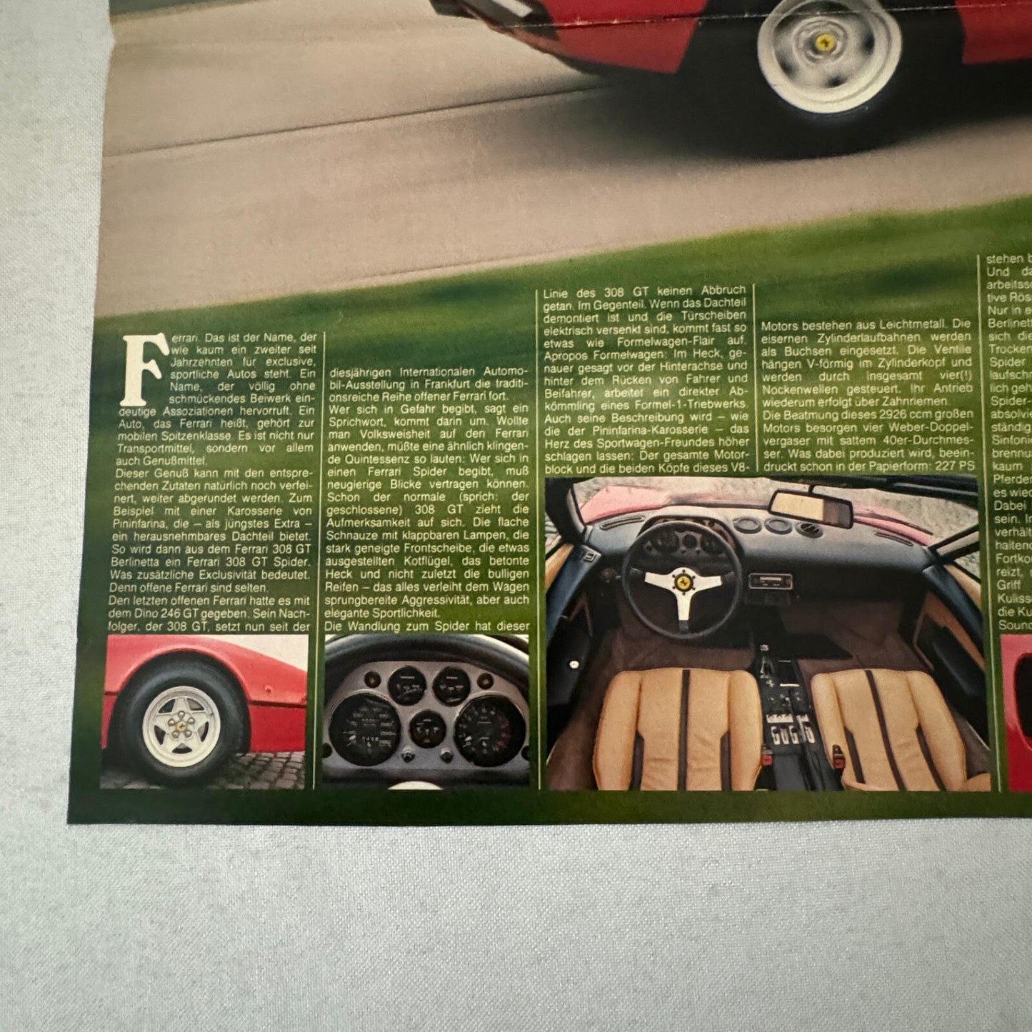 Ferrari 308 GT Spider Car Poster Magazine Insert GERMAN Text