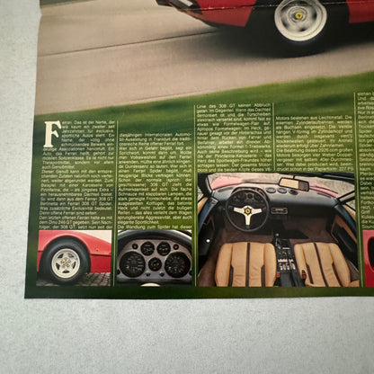 Ferrari 308 GT Spider Car Poster Magazine Insert GERMAN Text