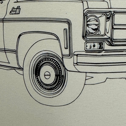 GMC Squarebody Pickup Truck Illustration Art Drawing Hand Drawn Robert Preis