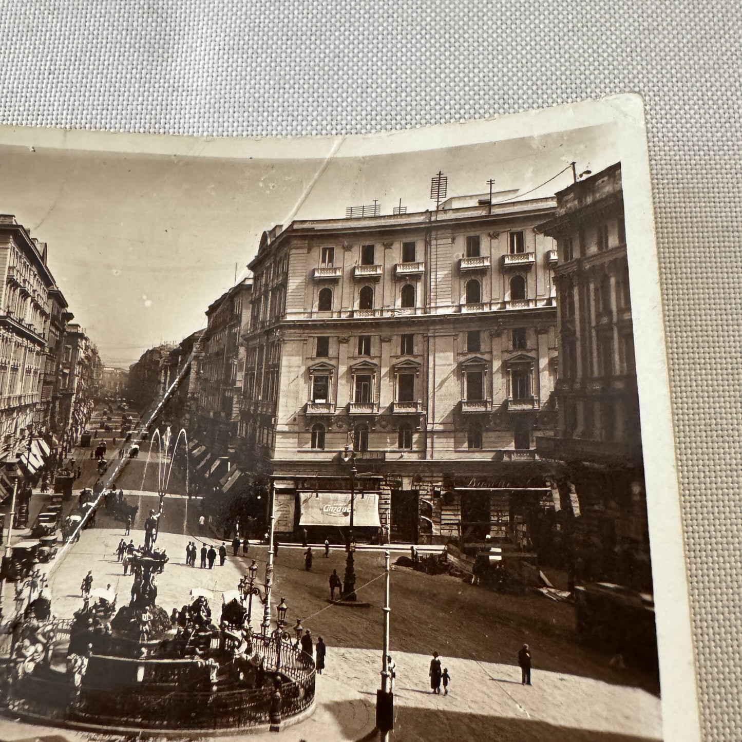 Vintage Italian Postcard Post Card Napoli Della Borsa Naples Italy Automobile