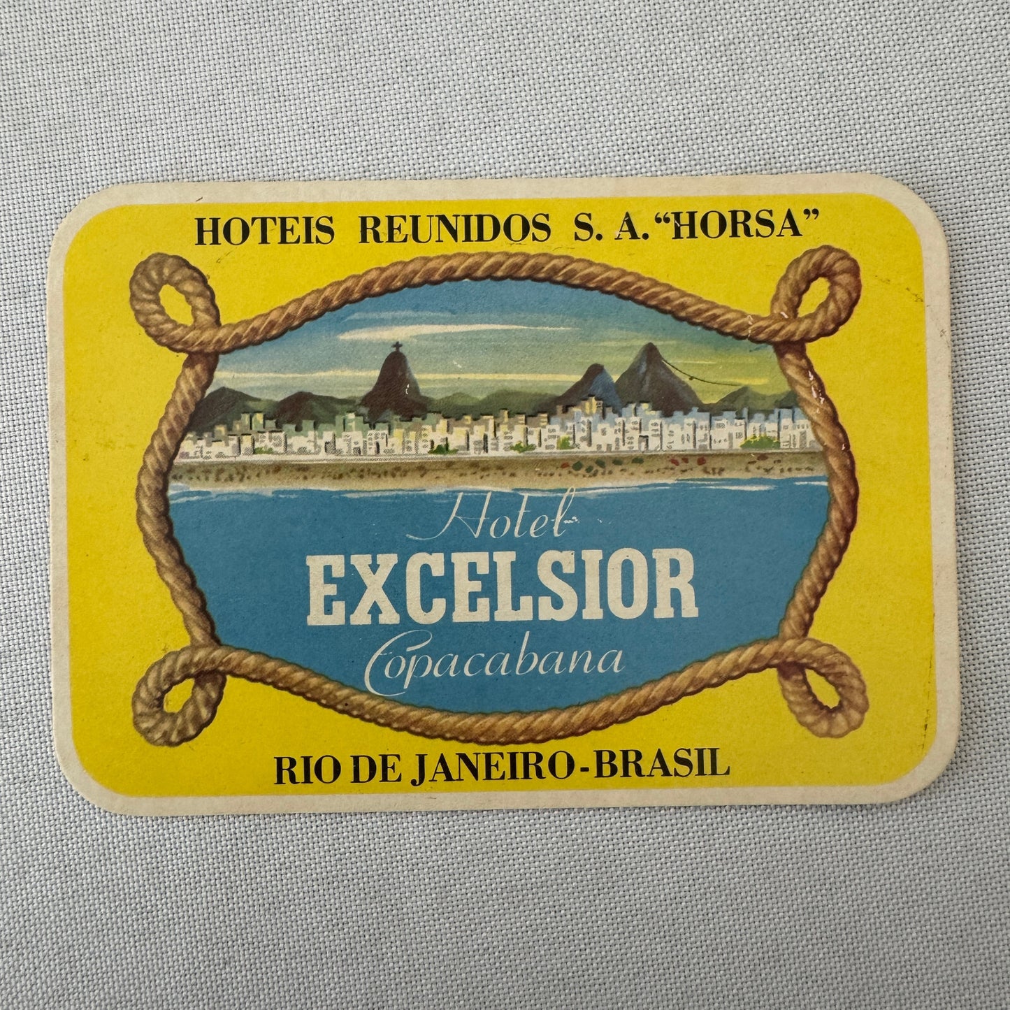 Vintage Hotel Travel Luggage Label Excelsior Copacabana Rio de Janeiro Brazil