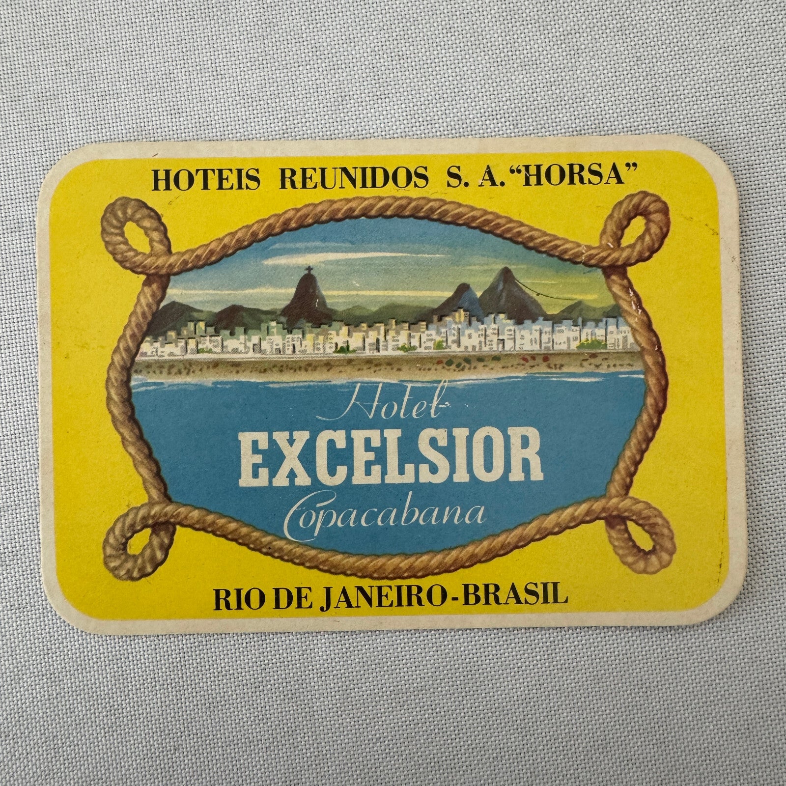 Vintage Hotel Travel Luggage Label Excelsior Copacabana Rio de Janeiro Brazil