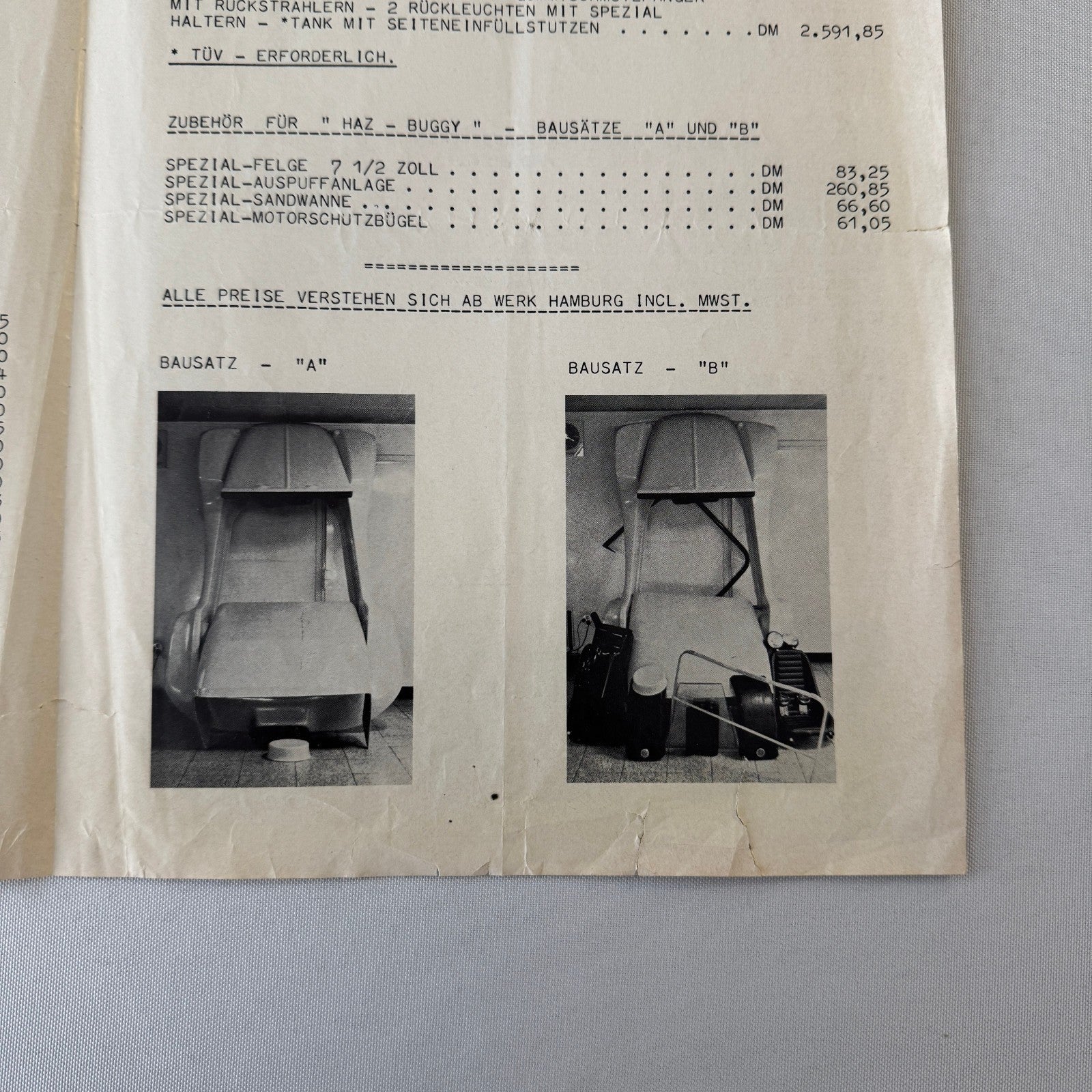 Haz Buggy Dune Buggy Vintage Brochure Flyer Advertisement Ephemera Car GERMAN