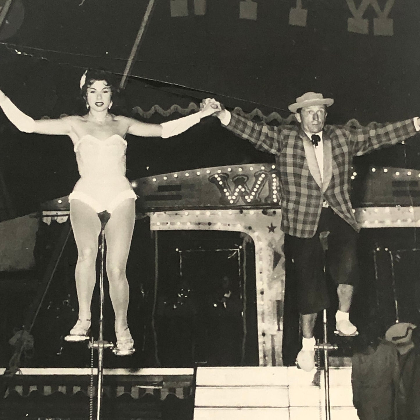 Circus Performer Balancing Act Unicycle Photo Photograph Vintage Marchita Troupe