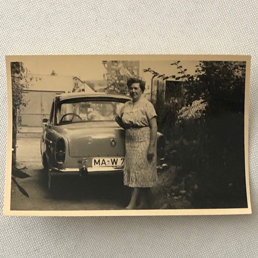 Vintage Photo Photograph Snapshot Woman with Car Automobile Germany AL22SM2