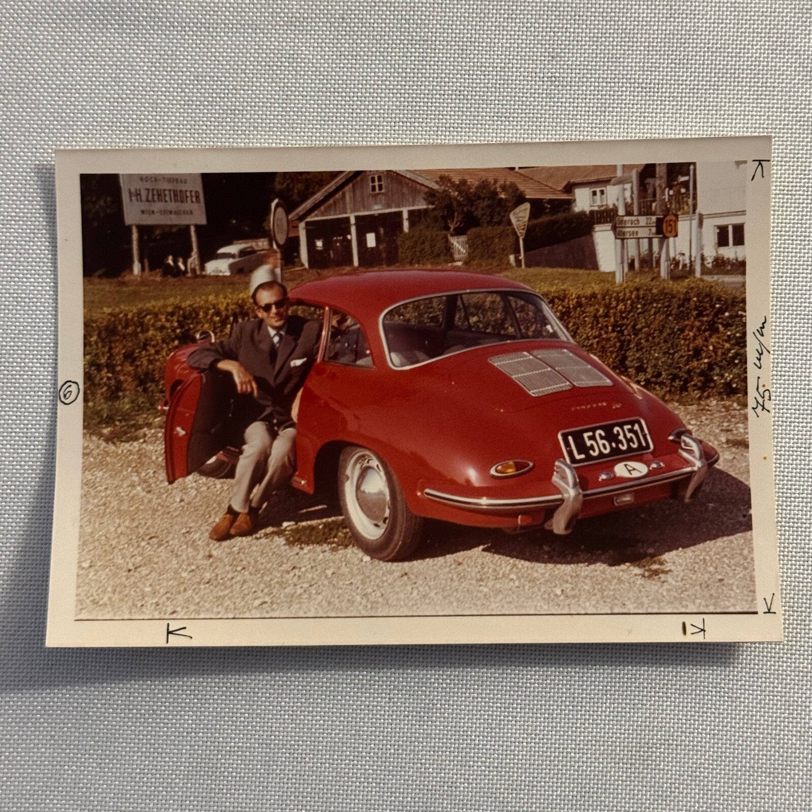 Vintage Photo Photograph Snapshot Porsche 356 Car Man