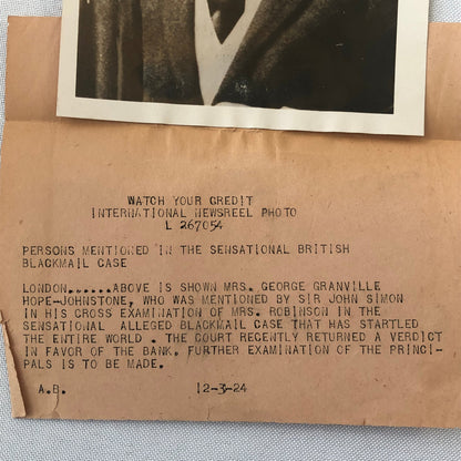Press Photo Photograph London Crime Scandal Blackmail Case 1924