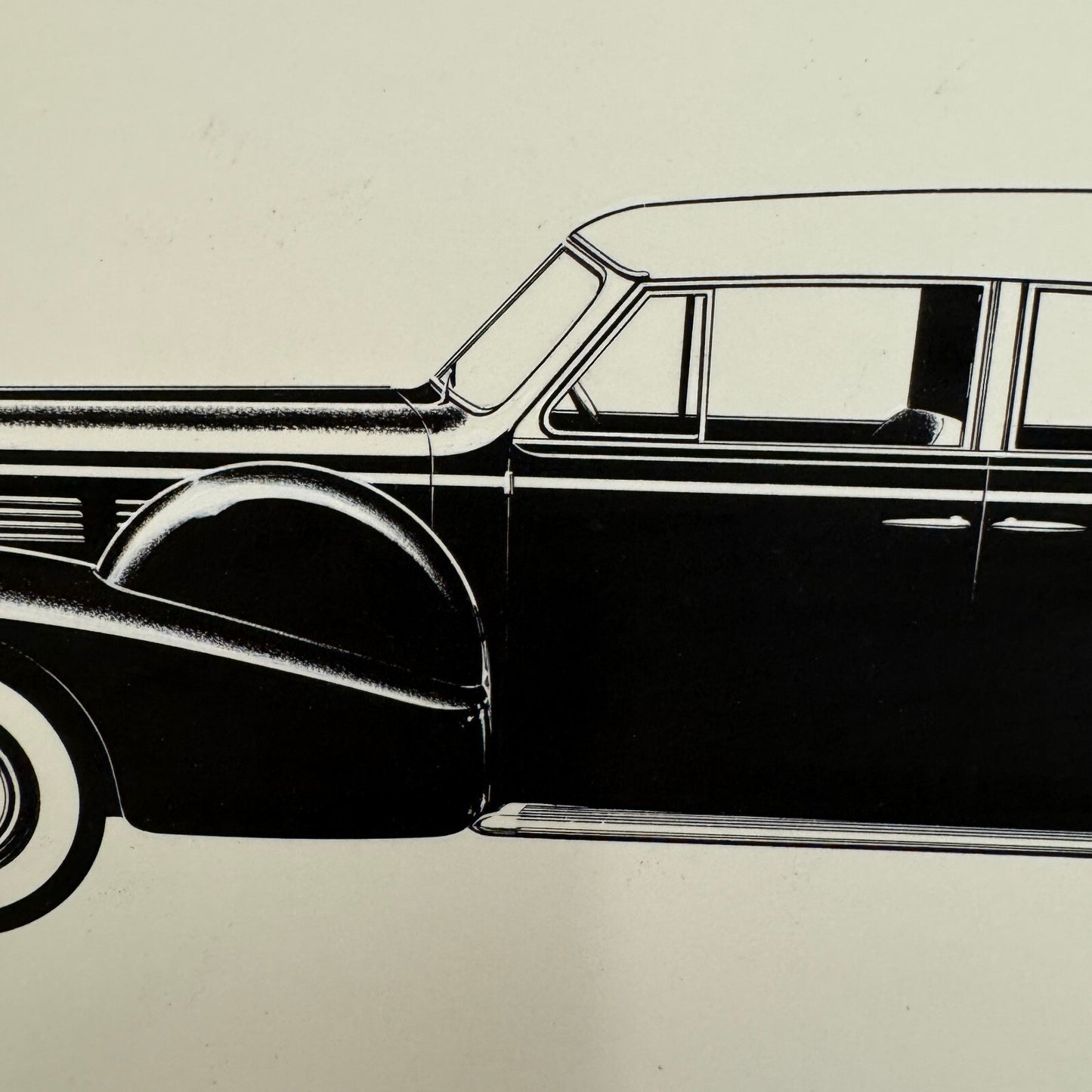 1938 Cadillac V8 Convertible Phaeton Illustration Art Drawing Hand Drawn