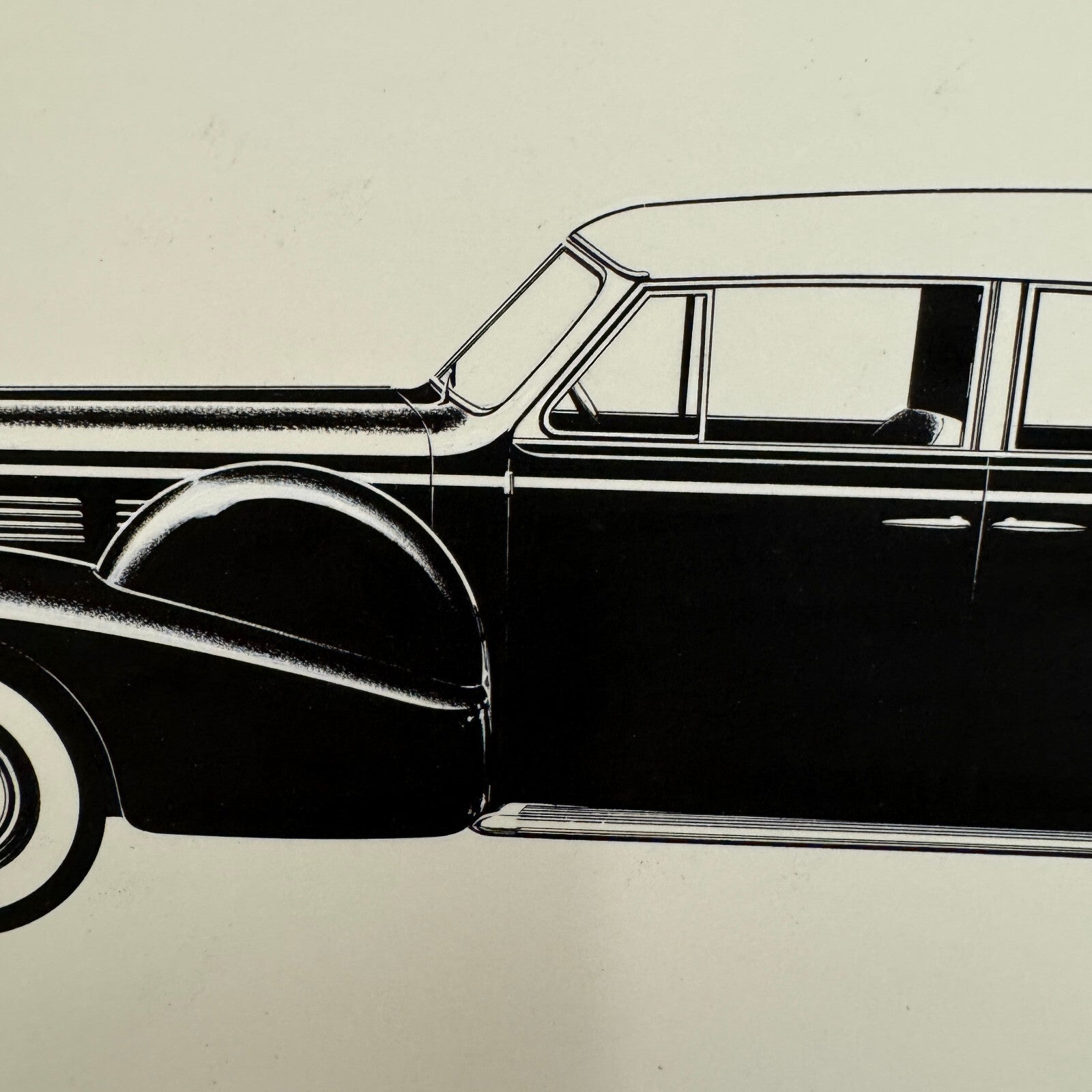 1938 Cadillac V8 Convertible Phaeton Illustration Art Drawing Hand Drawn