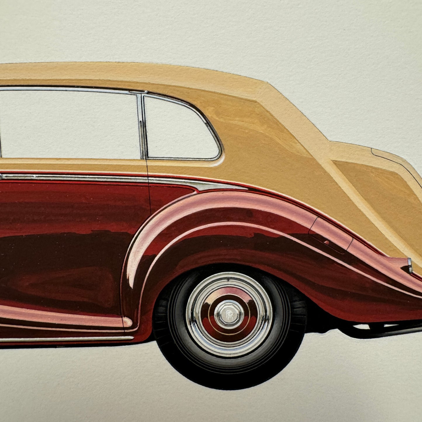 1954 Rolls Royce Silver Wraith Limousine Car Illustration Art Drawing Hand Drawn