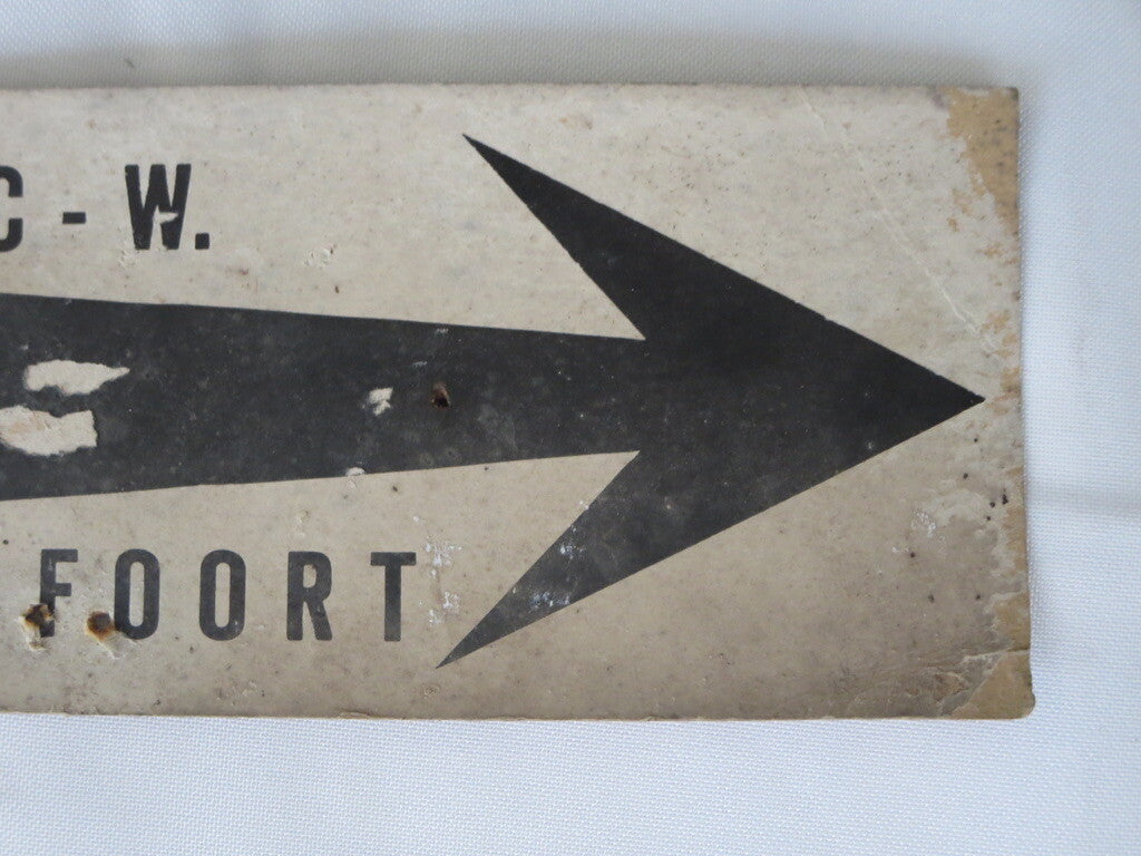 Vintage RAC West Amersfoort Car Rally Small Cardboard Directional Arrow Sign 