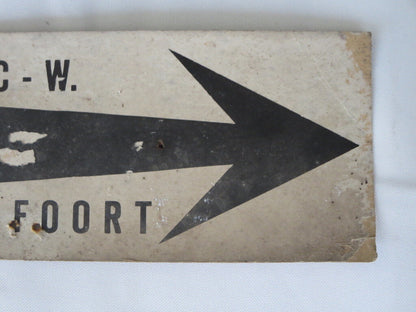 Vintage RAC West Amersfoort Car Rally Small Cardboard Directional Arrow Sign 
