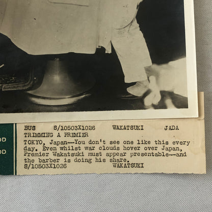 Press Photo Photograph Japanese Premier Wakatsuki Reijirō Haircut Barber