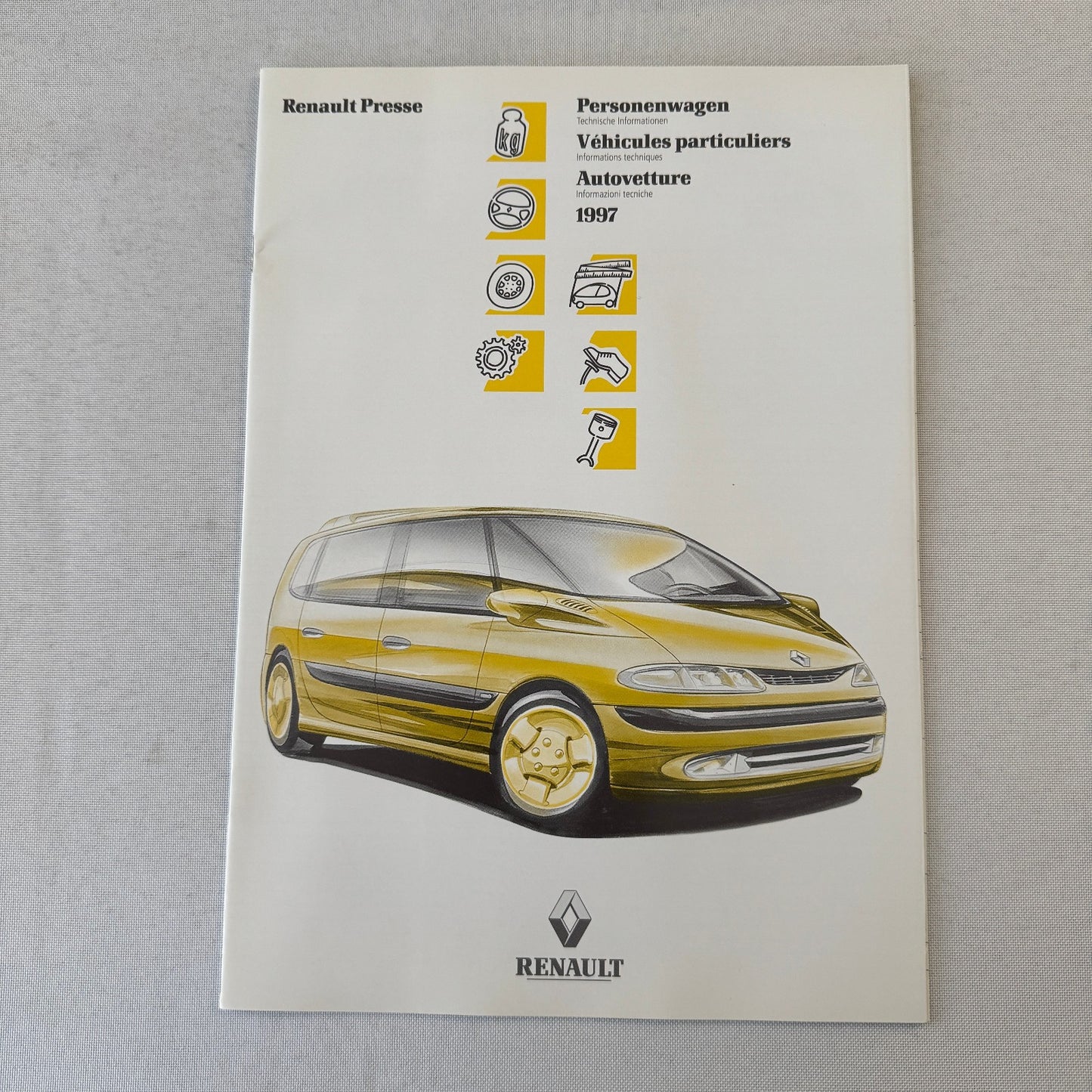 1997 Renault Geneva Auto Show Press Kit Clio Twingo Megane Spider GERMAN