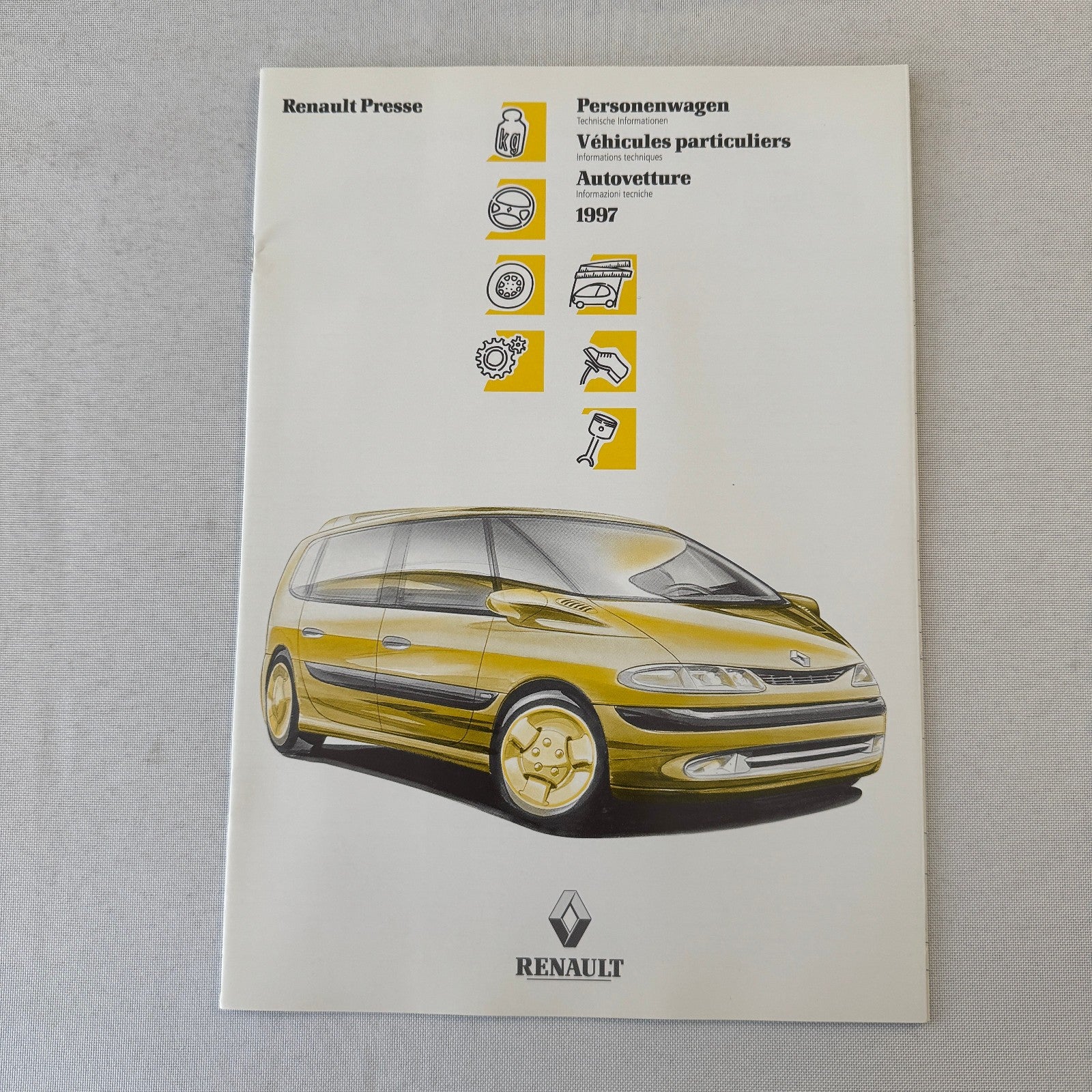 1997 Renault Geneva Auto Show Press Kit Clio Twingo Megane Spider GERMAN