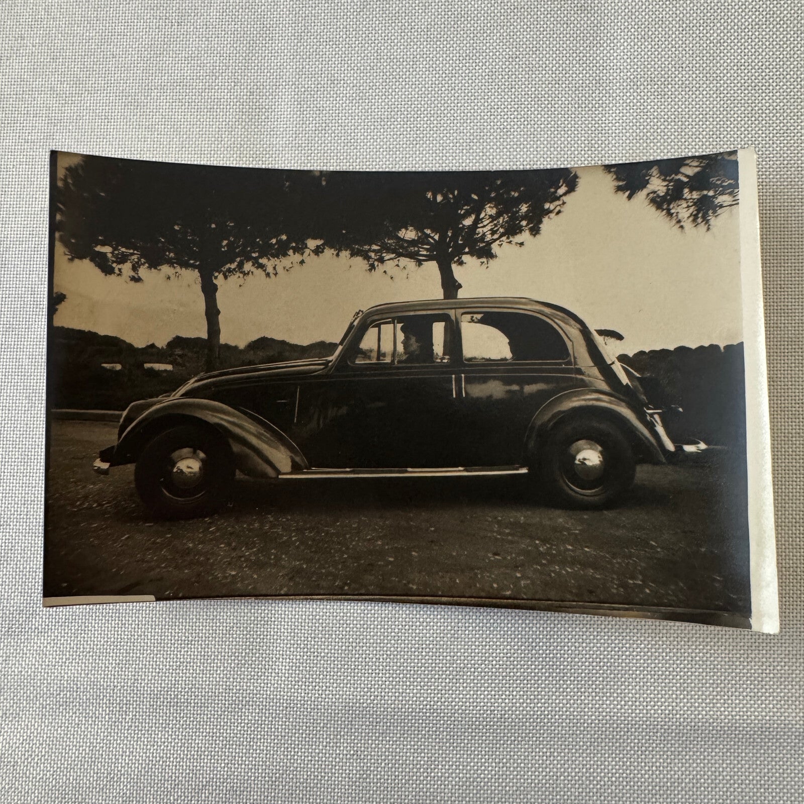 Vintage Automobile Real Photo Postcard Post Card RPPC Woman with Car 1940